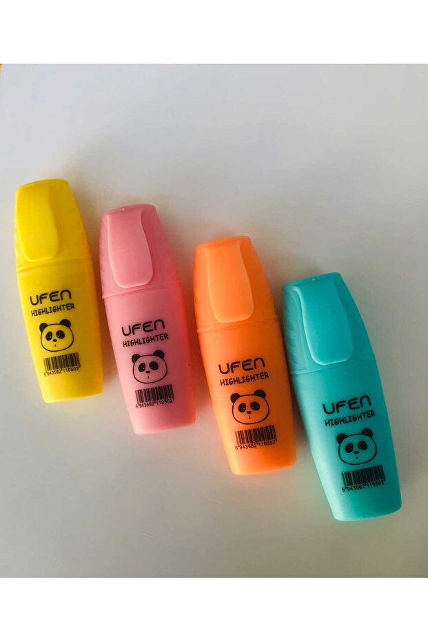 4-Piece Highlighter Pen Set - Blue, Yellow, Orange, Pink