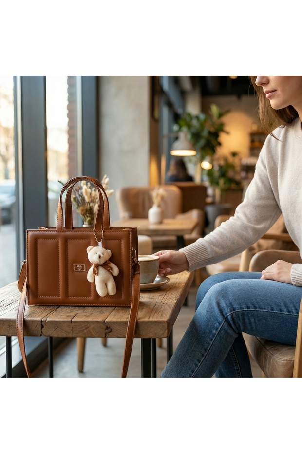 Kadın Taba Ayıcıklı Kutu Çanta - 2