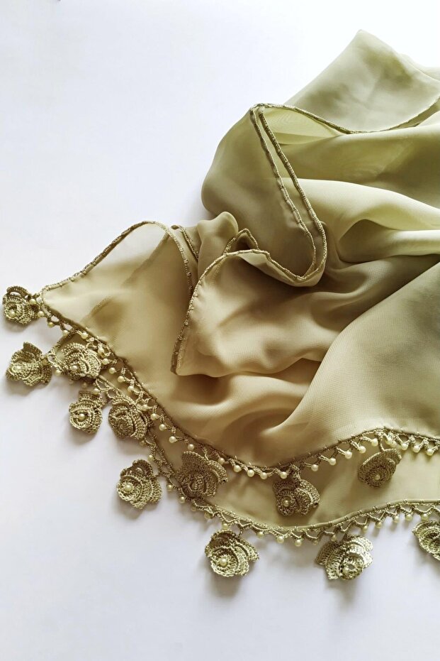 Embroidered Chiffon Scarf - 3