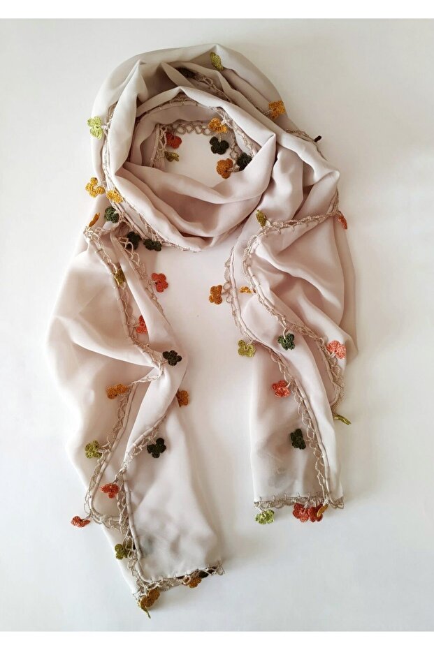 Embroidered Chiffon Scarf