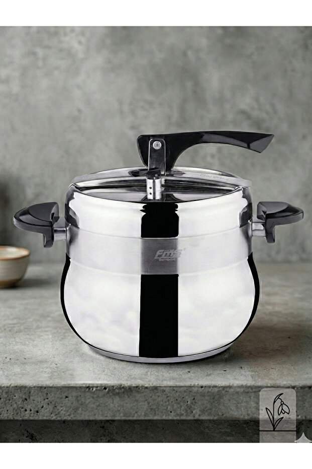 Güveç Düdüklü Tencere 9 Litre 18/10 Paslanmaz Çelik | Hızlı Pişirme | İndüksiyon Uyumlu - 1