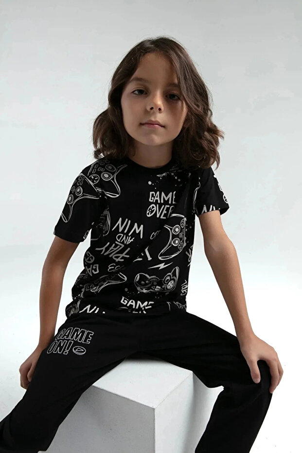 بدلة مزدوجة للأولاد - أسود - 2