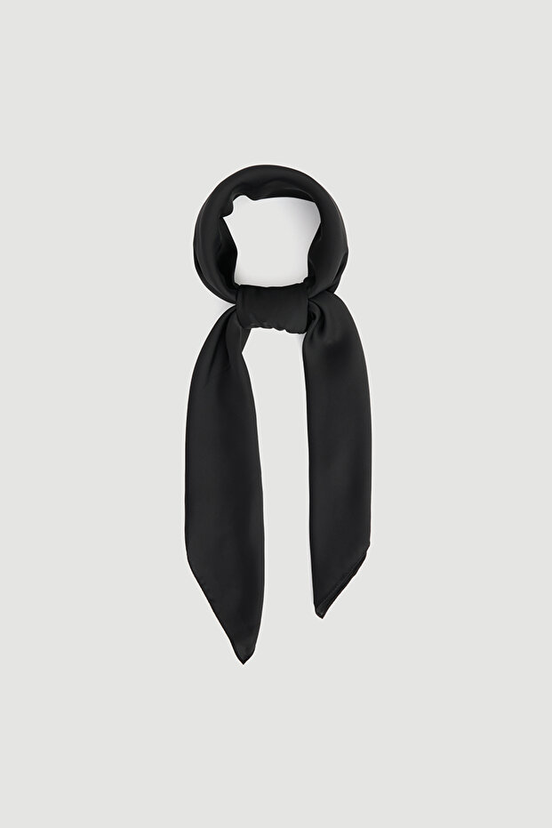Solid Color Large Scarf - Black - 1