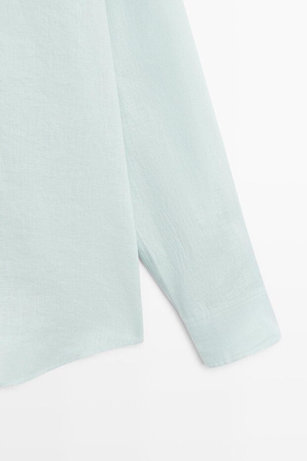 %100 keten regular fit gömlek - 7