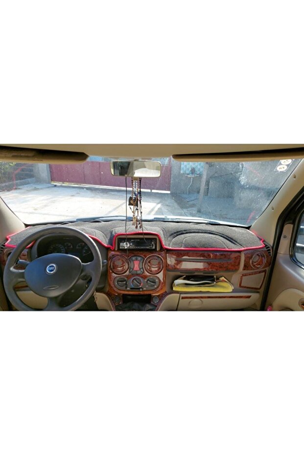 Fiat Doblo Airbag Glovebox Protection Carpet Suitable for 2000-2008 Models Black Edge Color Red