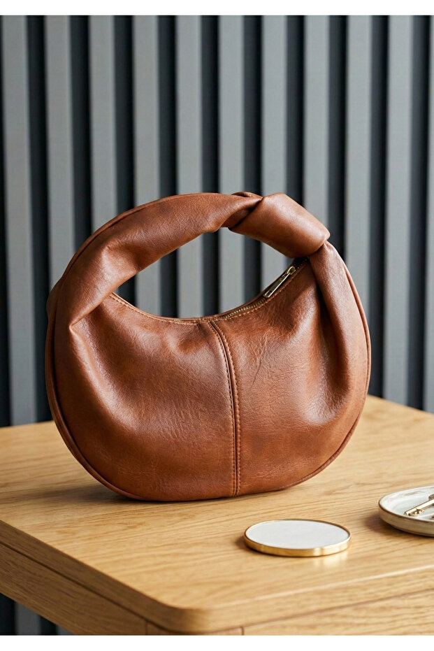 Women's Tan Color Leather-Look Jordi Clutch Bag