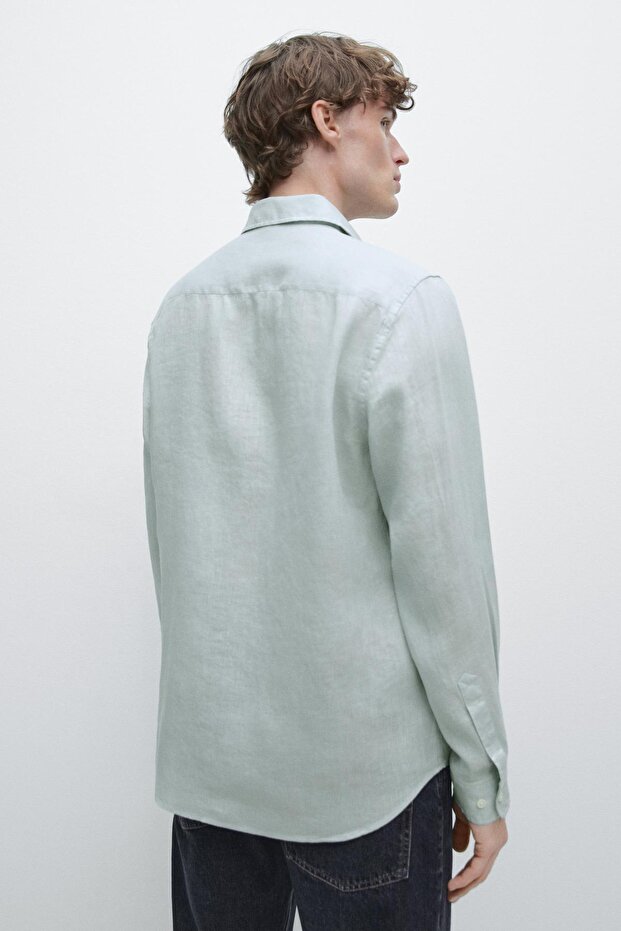 %100 keten regular fit gömlek - 4