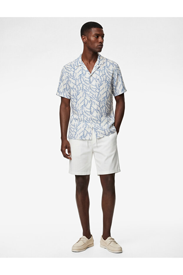 Regular Fit Short Sleeve Turn-Down Collar Patterned Shirt