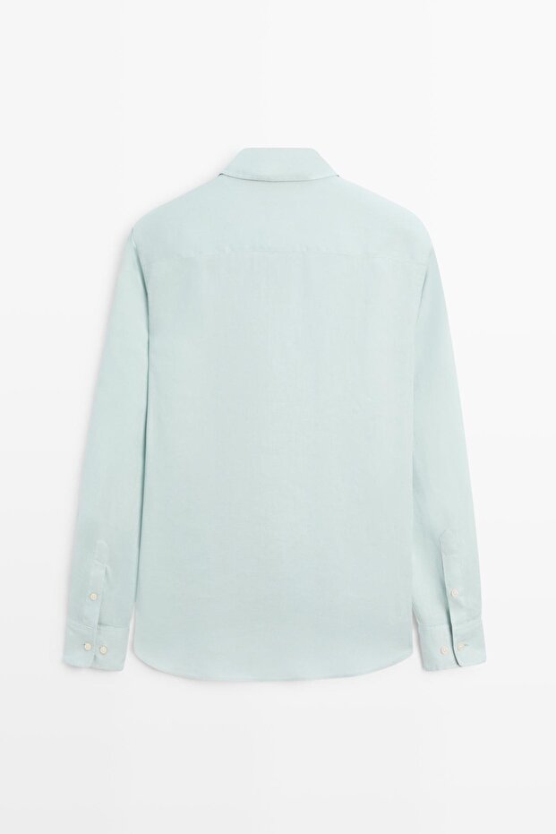 %100 keten regular fit gömlek - 8