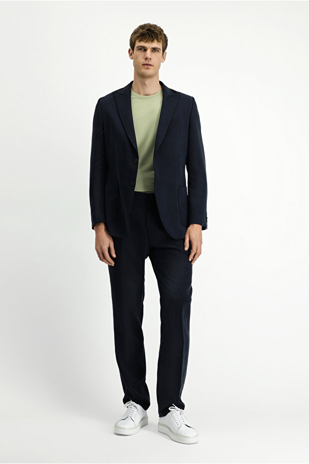 Regular Fit Sivri Yaka Modal/Polyester Ceket - 2