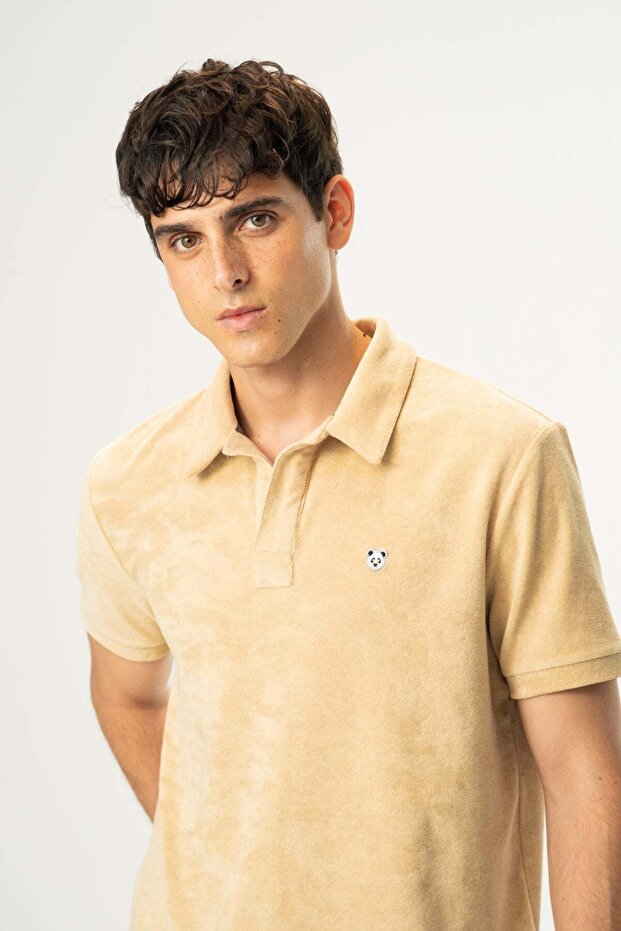 Μπλουζάκι Panda Terry Polo - Μπεζ - 4