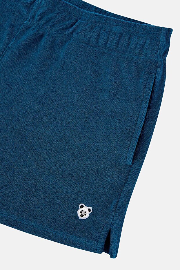Panda Terry Kadın Şort - Mavi - 3