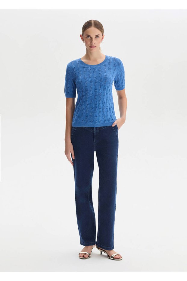 Blue Organic Cotton Knitwear Top