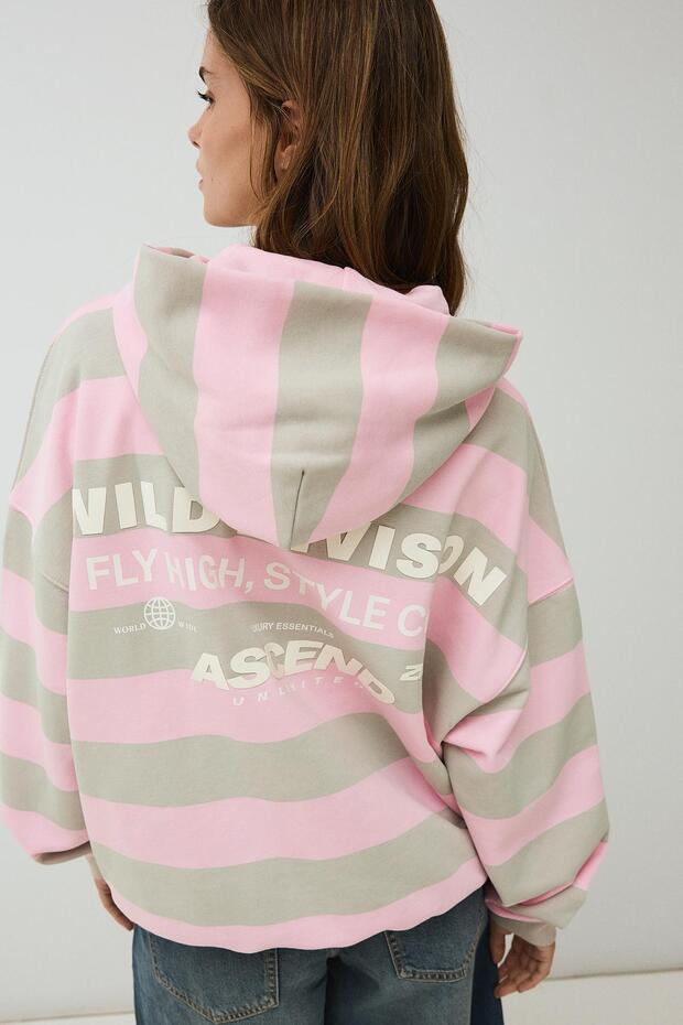 Kapüşonlu baskılı sweatshirt - 2