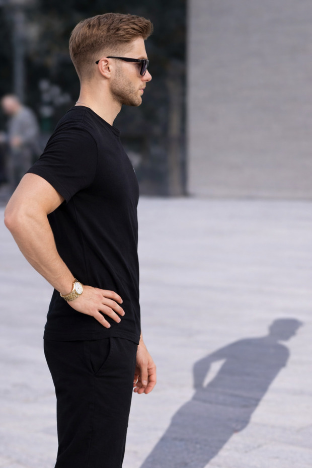 Pánské tričko Crew Neck Slim Basic černé - 6