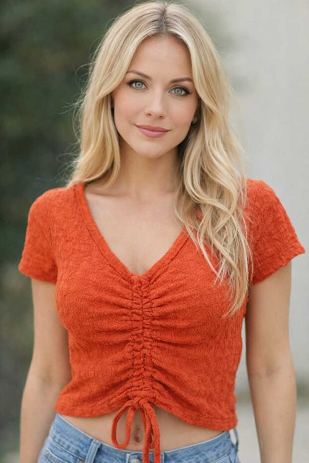 Front Drawstring Blouse - 1