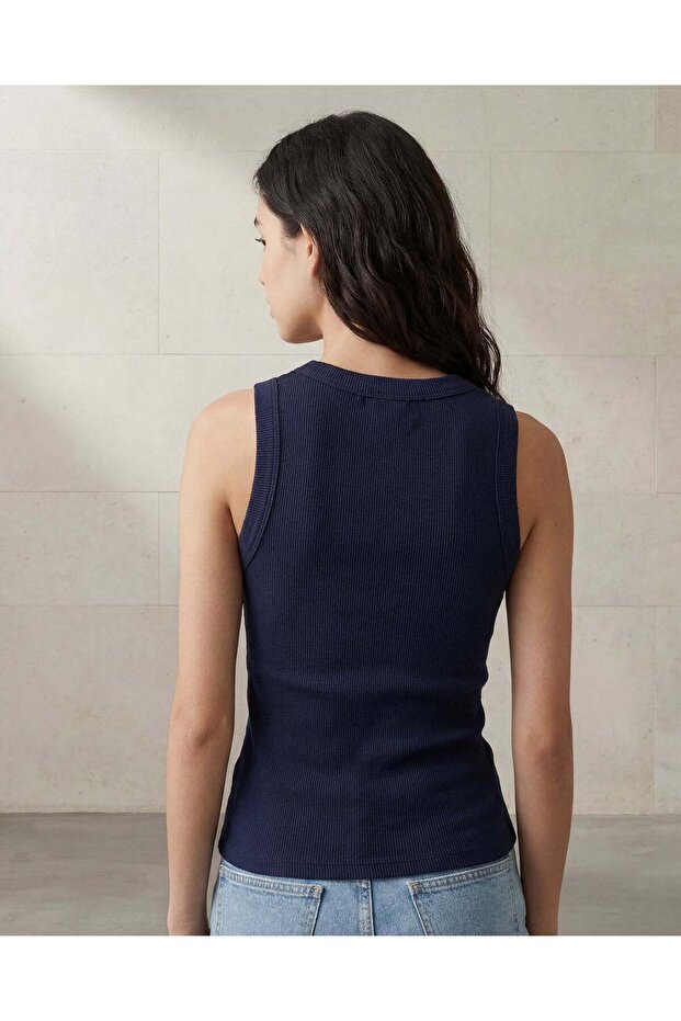 Women Navy Basic Plain Vest - 5