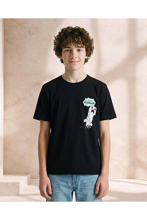 Senior Boys Black Minecraft Oversized T-Shirt