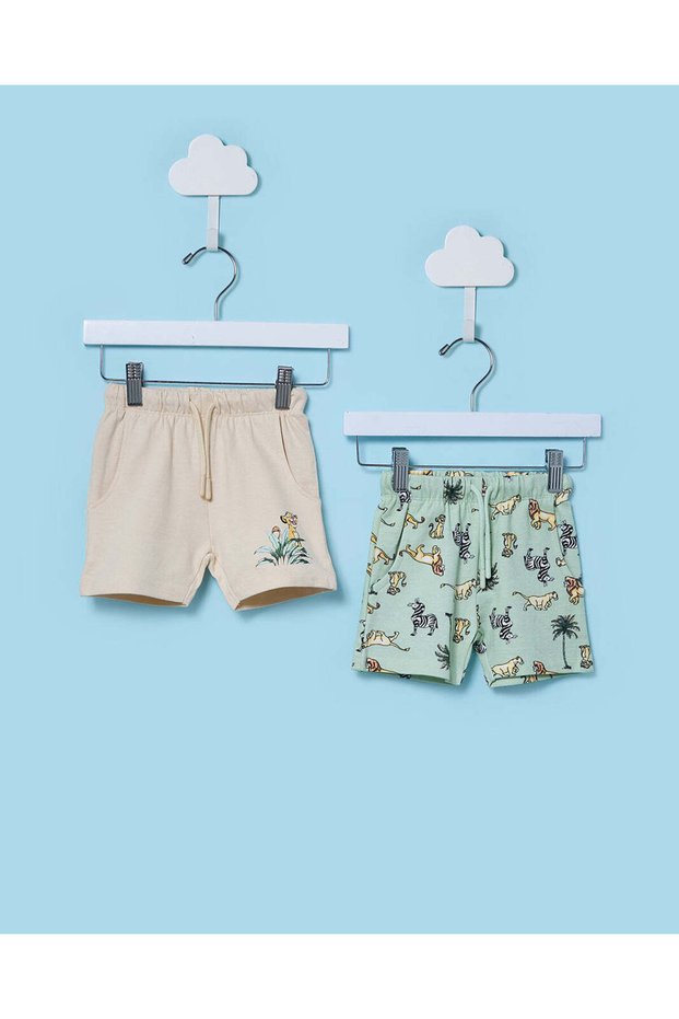 Infant Boys Orange And Green Lion King 2 Pack Active Shorts