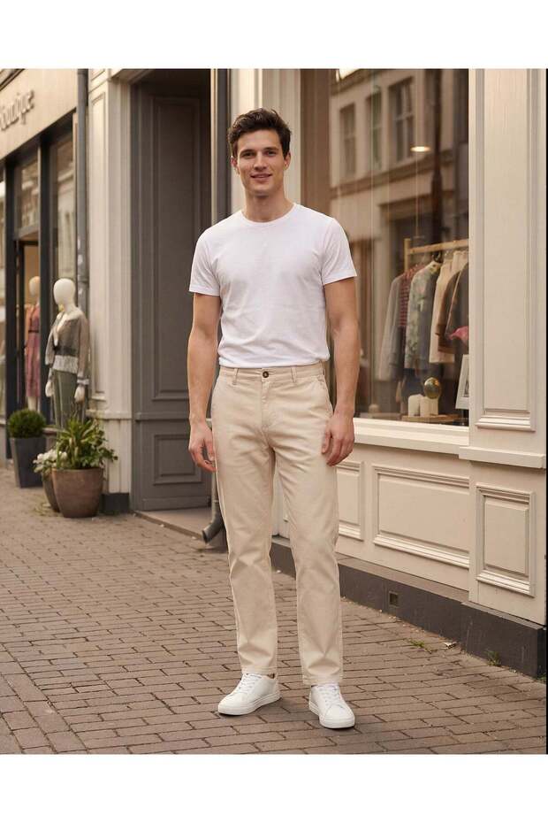بنطلون تشينو بيج رجالي أساسي - 5