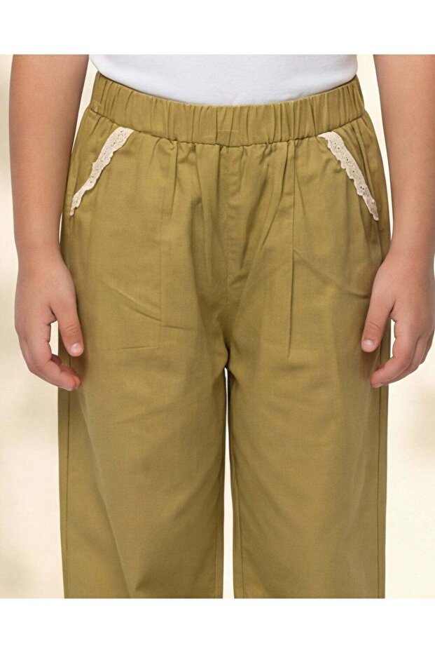 بنطلون أخضر سادة للبنات - 5