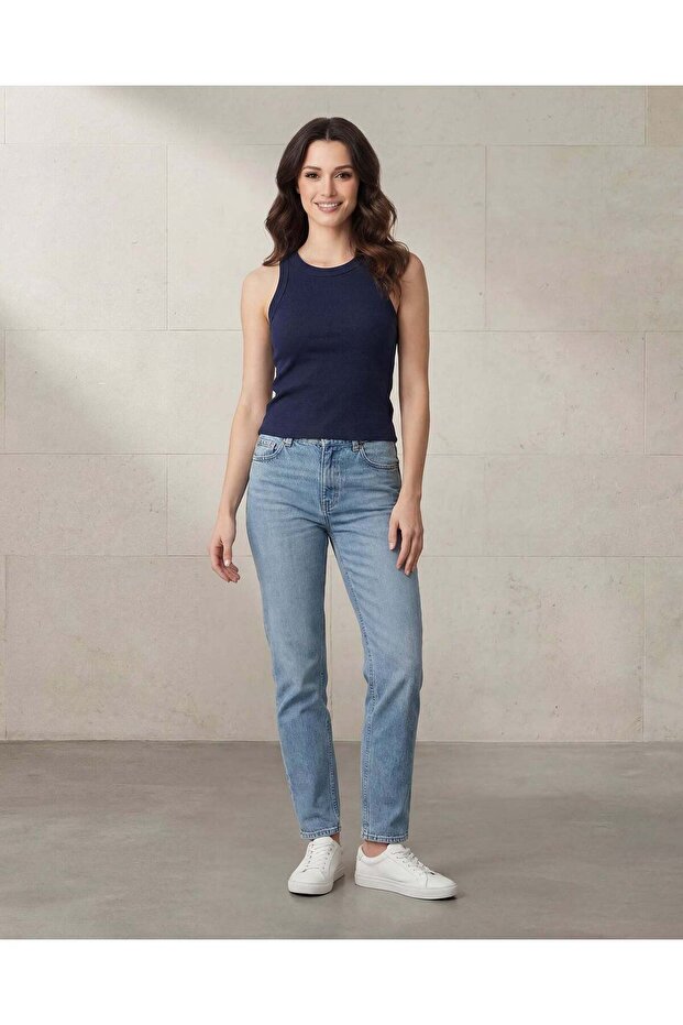 Women Navy Basic Plain Vest - 1