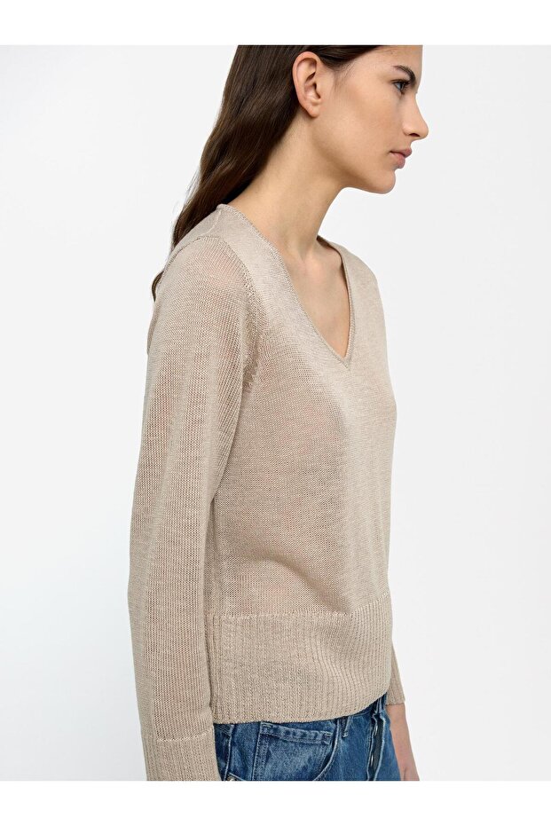 Kadın Yarı Şeffaf Örme Kazak - 3