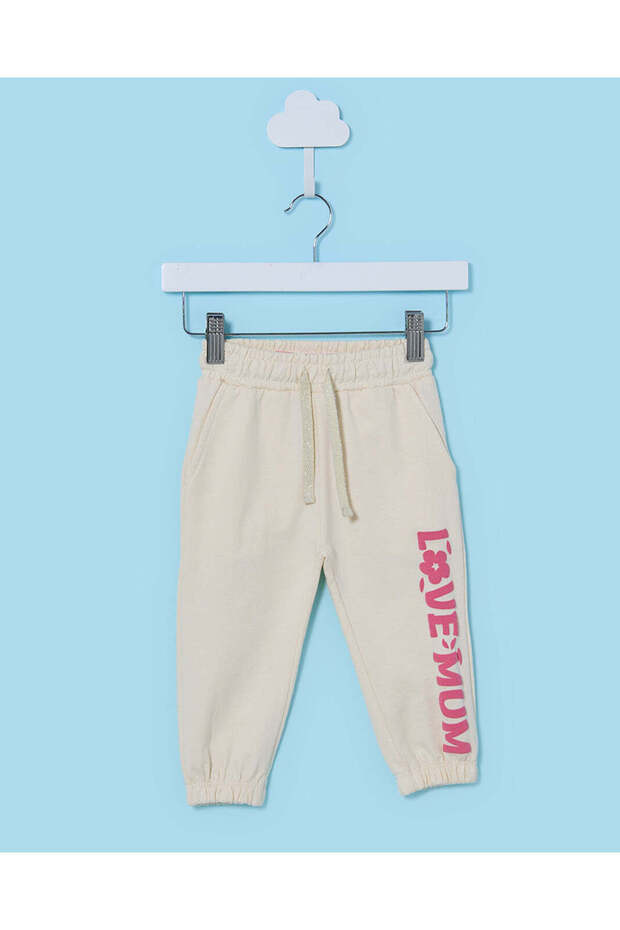 Infant Girls Ivory Printed Track Pants