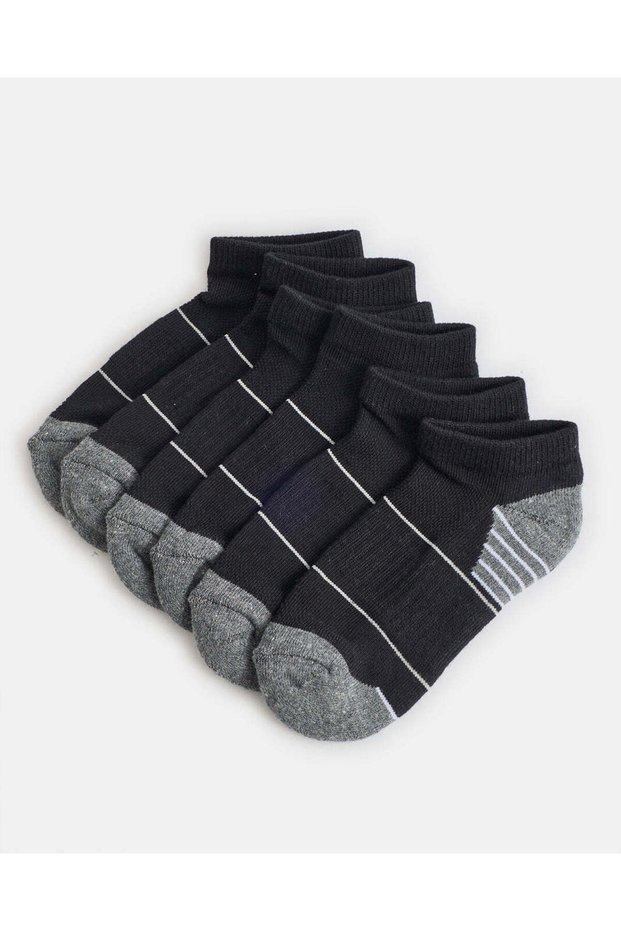 Boys Black Jacquard Ankle Length Pack of 3 Sports Socks Set