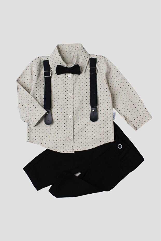 Baby Boy Suspender Bow Tie Suit Shirt Pants 3-Piece Set