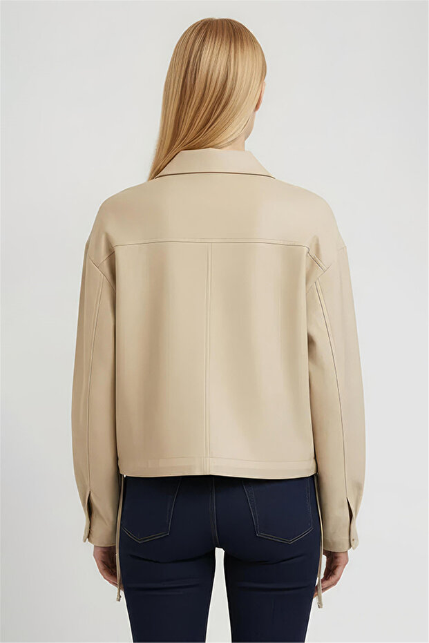 Bej Klasik Yaka Gömlek - 3