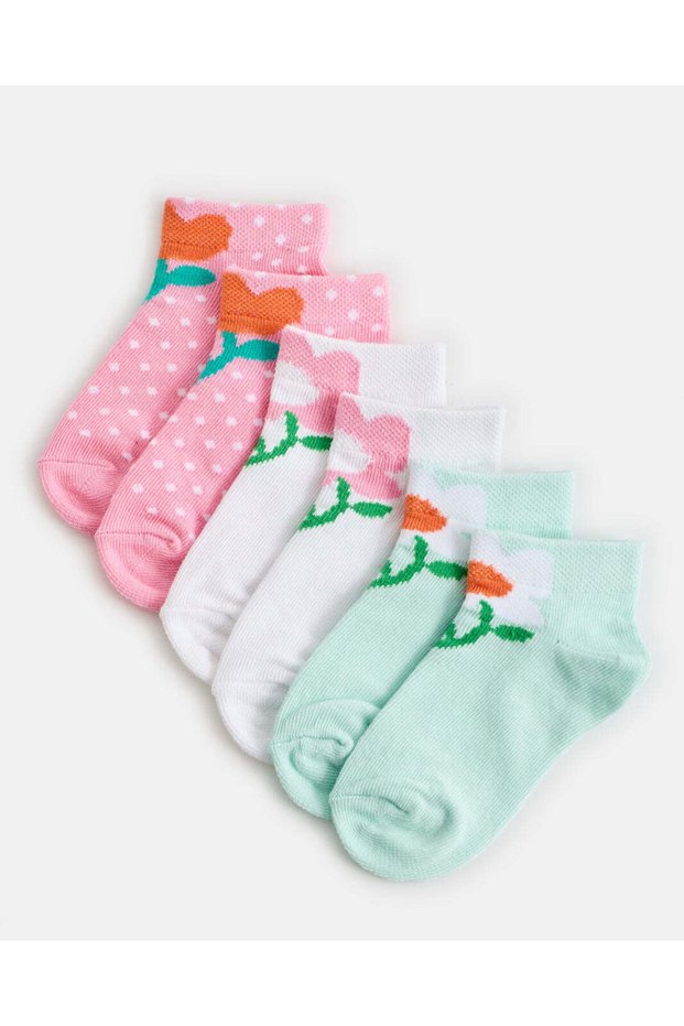Infant Girls Assorted Jacquard Ankle Length Socks (3 Pack)