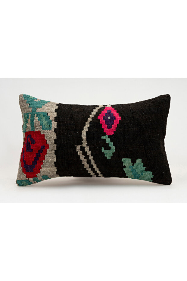 Vintage Throw Pillow Cover Made from Handmade Rug, Wool, 30X50 cm
