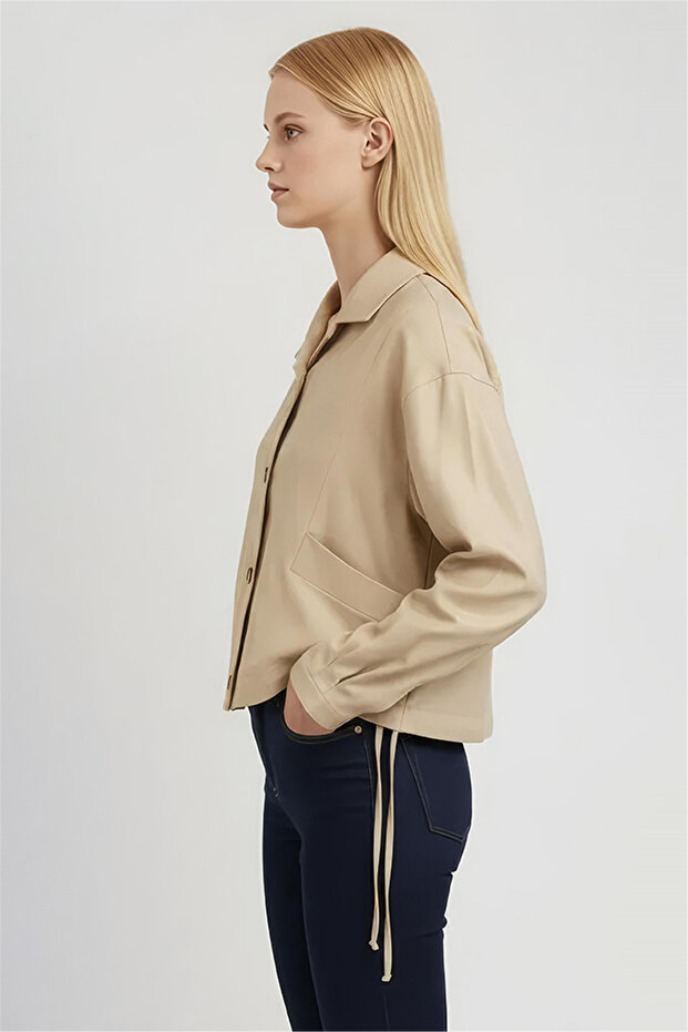 Bej Klasik Yaka Gömlek - 2