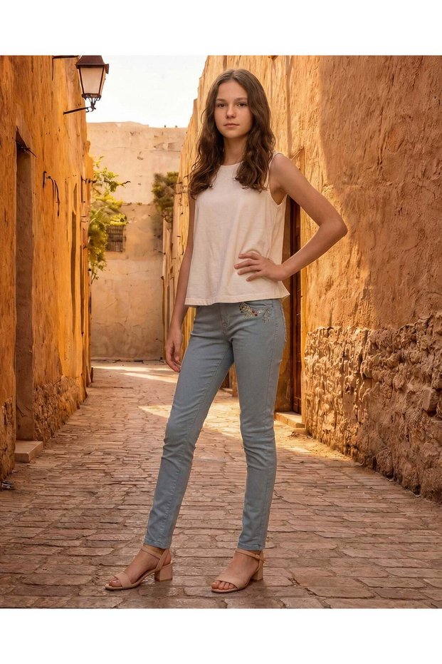 Senior Girls Blue Casual Trousers