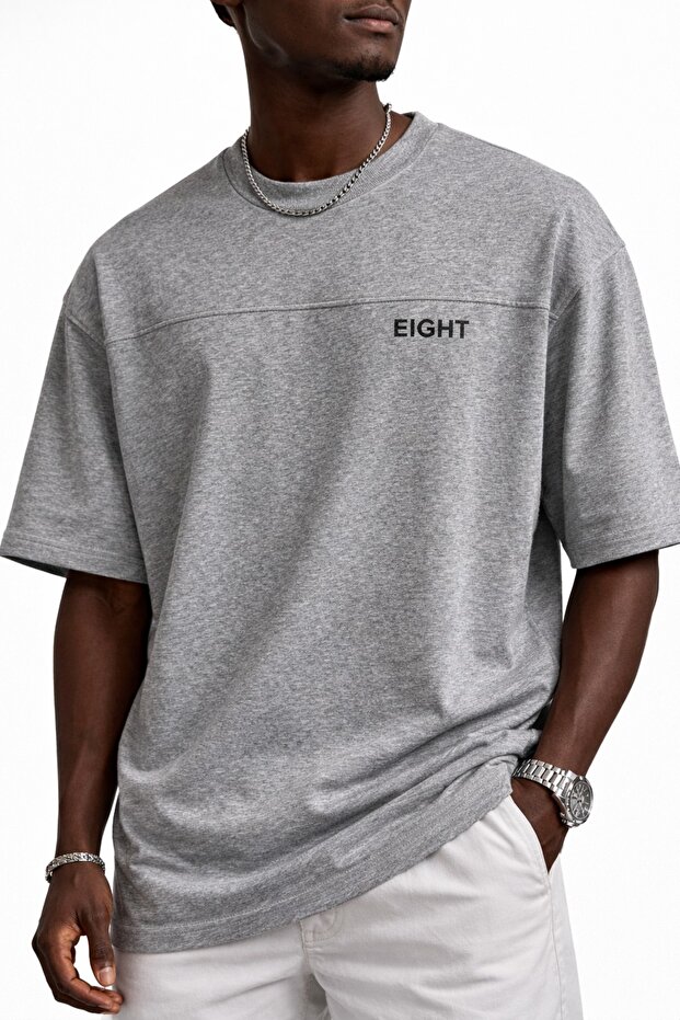 Oversize basic baskılı t-shirt - 1