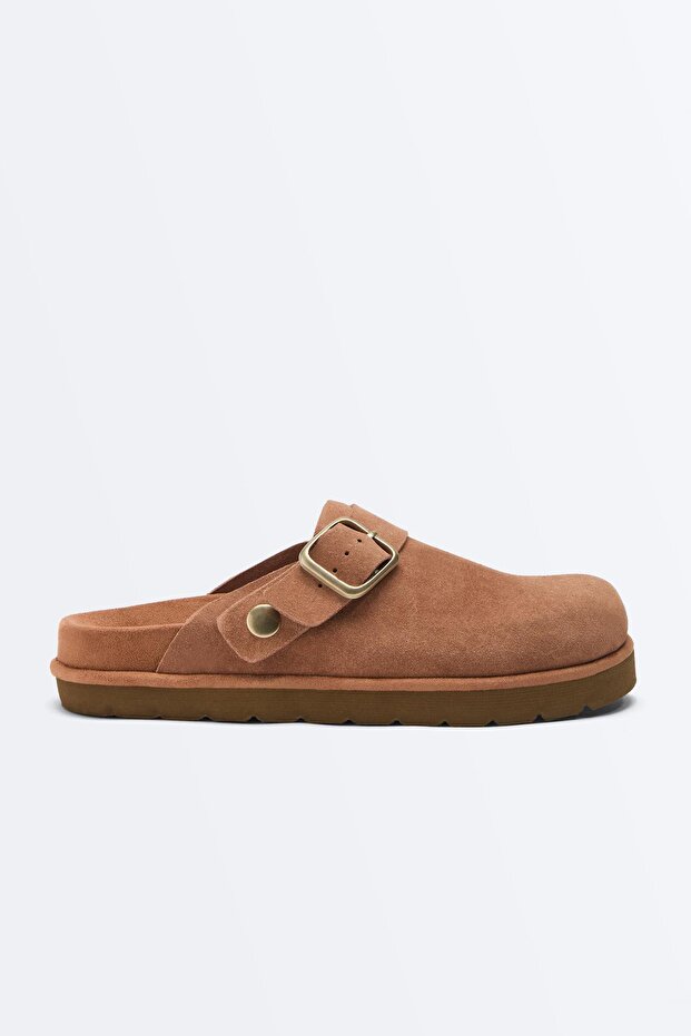 Buckled split-leather mules - 1