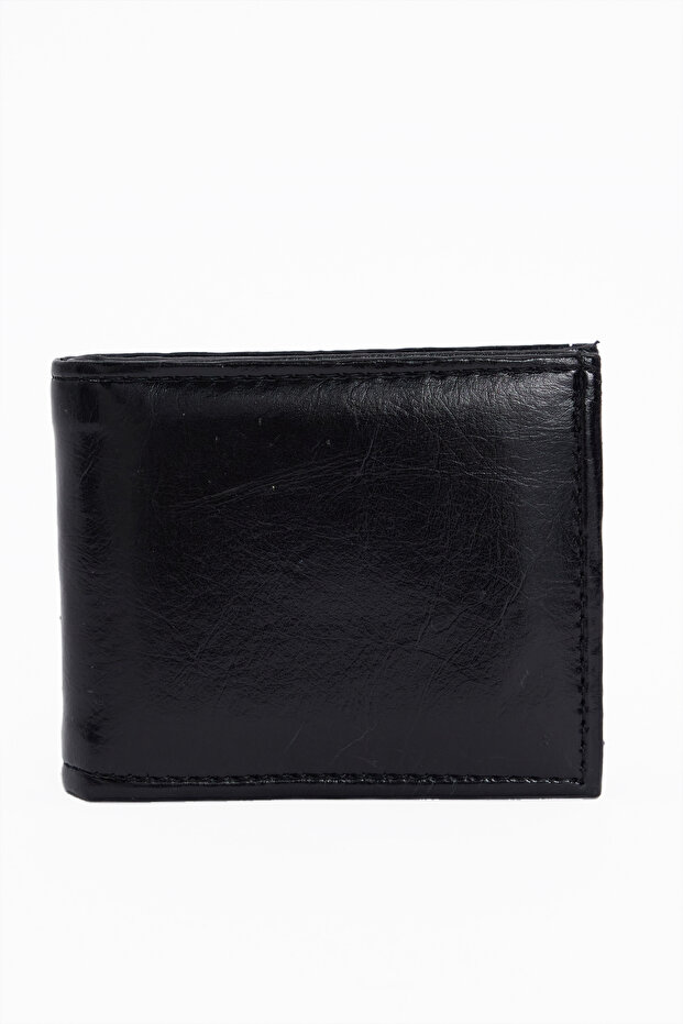 Men's Black Card Wallet with Money Compartment