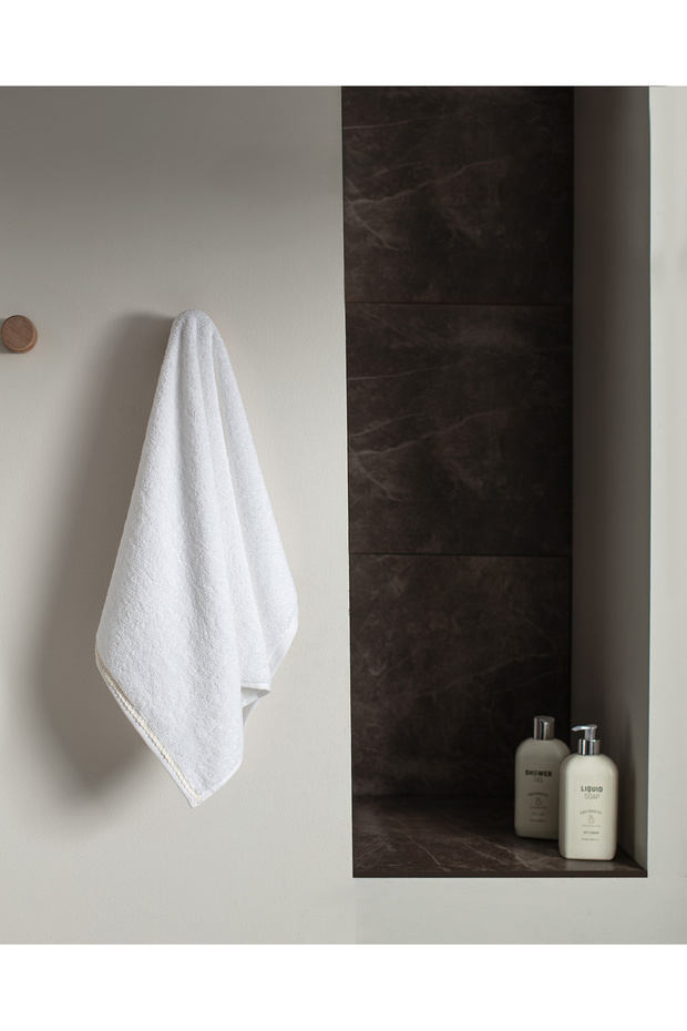 Angelise 100% Cotton Face Towel - White/Yellow - 50X70 cm