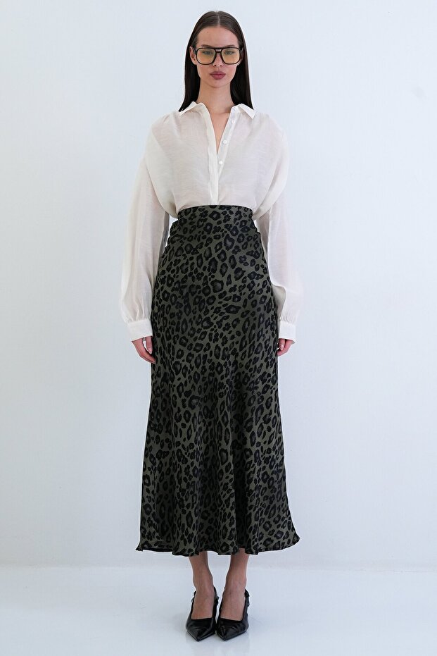 Leopard Patterned Maxi Skirt - 4