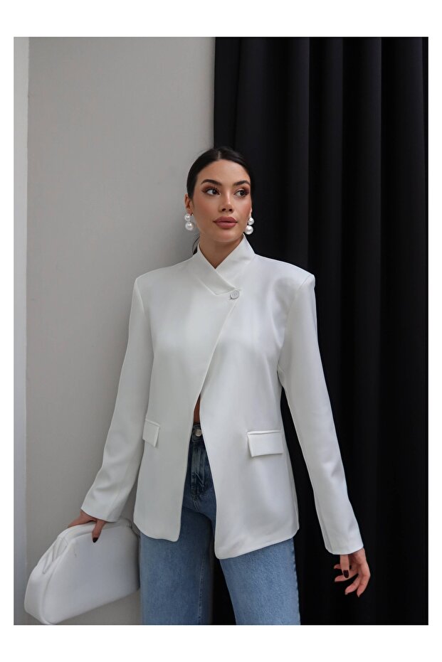 سترة بتصميم زر واحد - 1