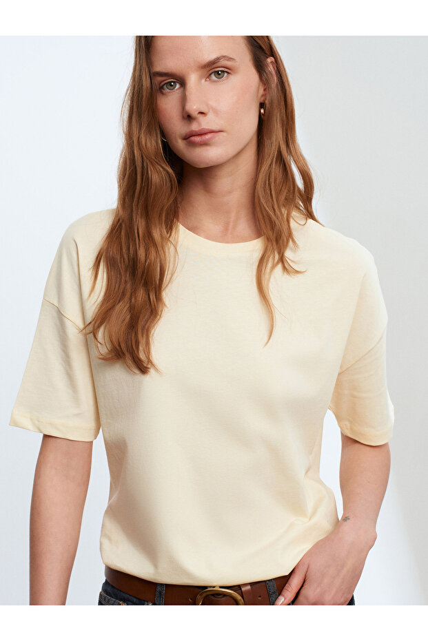3683 Basic T-Shirt-Açık Sarı - 3