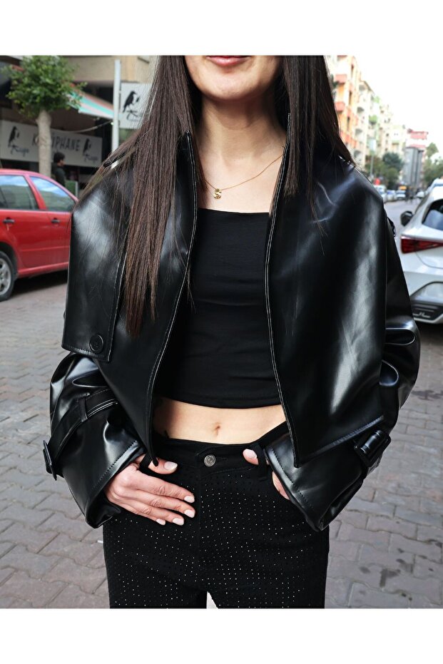 siyah deri ceket - 1