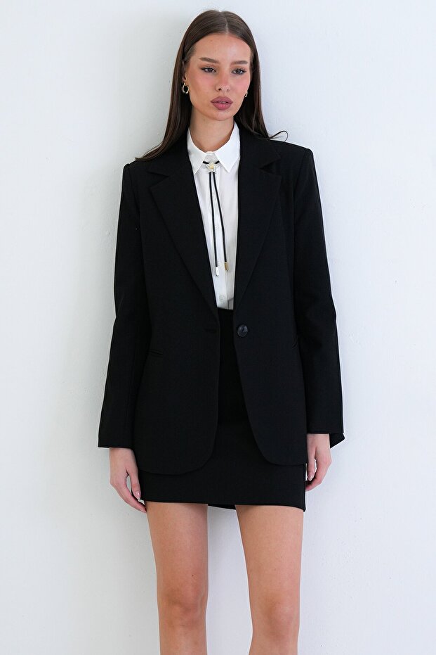 Tek Düğmeli Blazer Ceket - 4