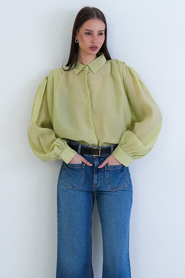 Balon Kol Oversize Gömlek - 5