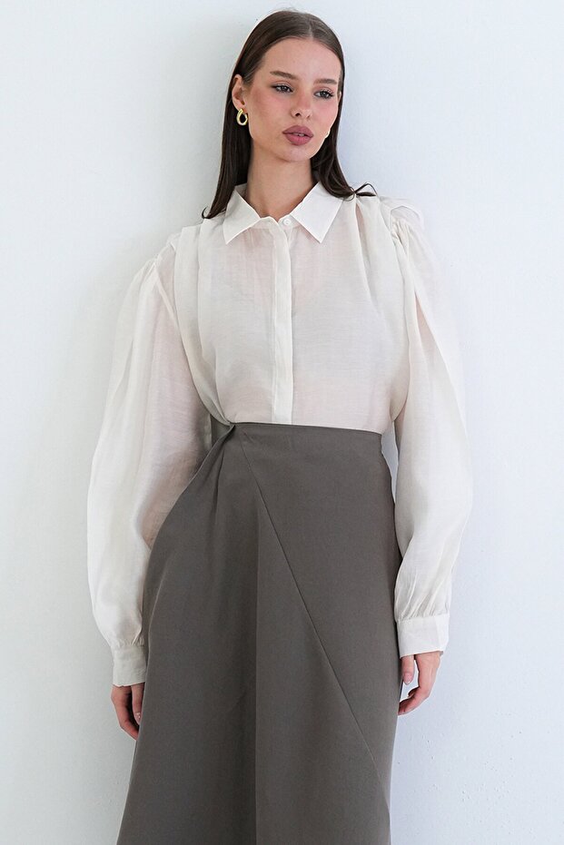 Balon Kol Oversize Gömlek - 4