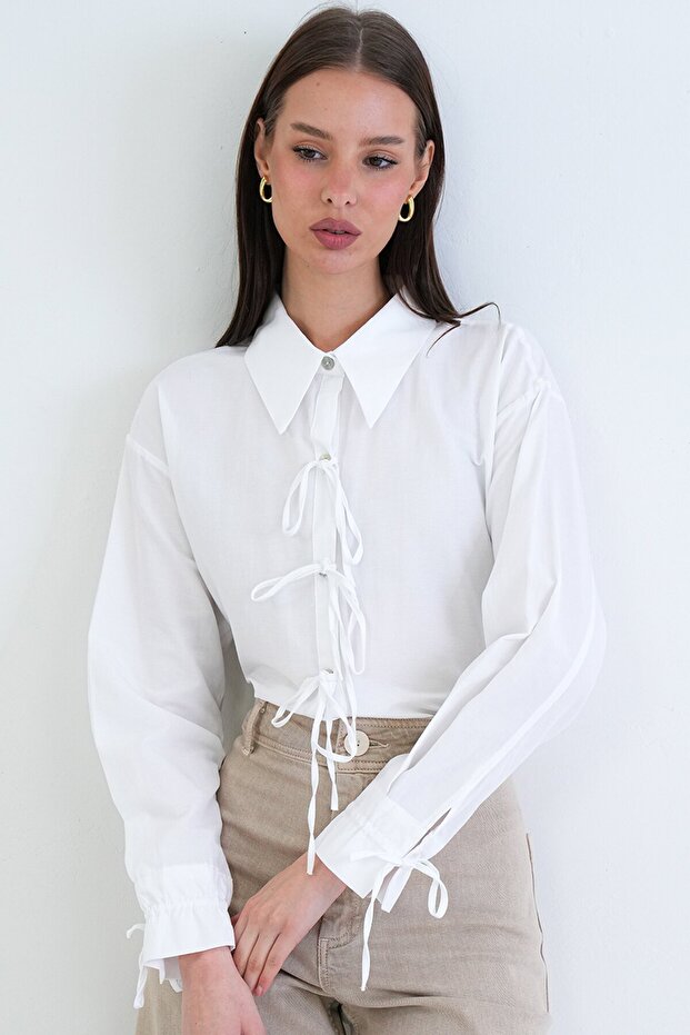 Bağlamalı Crop Bluz - 1