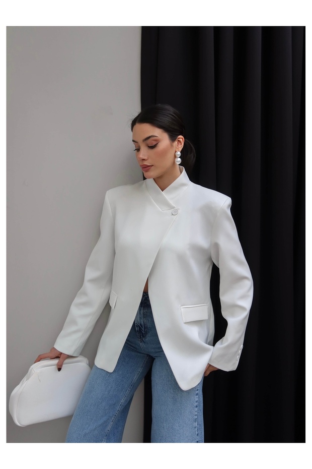 سترة بتصميم زر واحد - 4