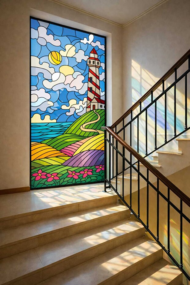 Transparent Stained Glass Pattern Adhesive Glass Film 90Cmx 2 Meters