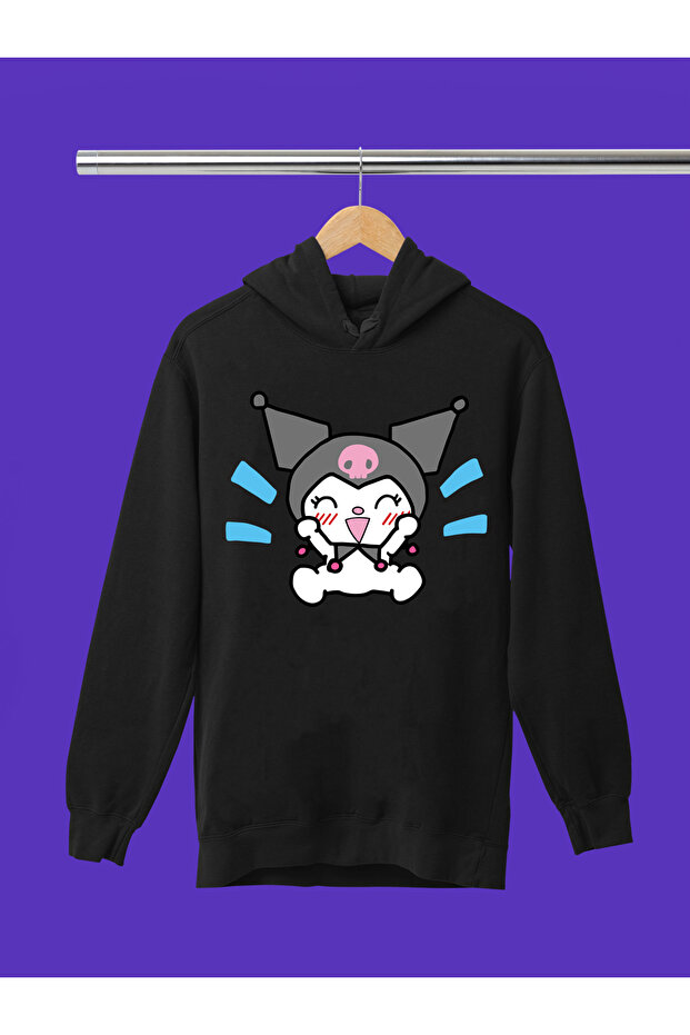 Kuromi Printed 3-Yarn Quality Soft Texture Hooded Children's Sweatshirt